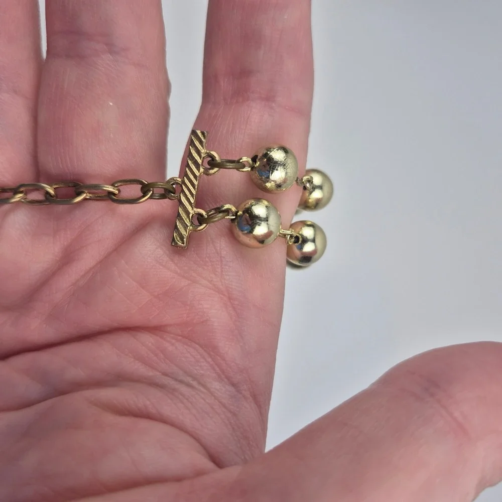VTG 50s Lisner‎ Gold Tone Double Strand Beaded Necklace 15–18